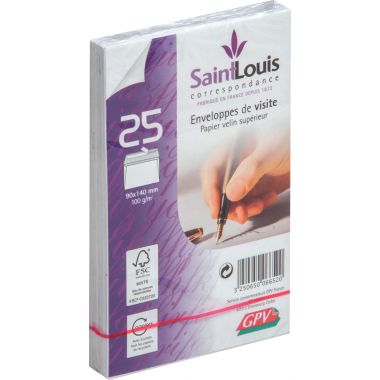 Paquet de 25 enveloppes blanches 90x140mm 100g pour cartes de visite