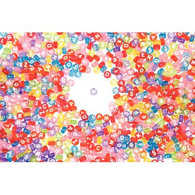 Bocal de 1 200 perles lettre de l'alphabet transparentes assortis