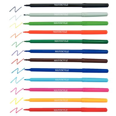 Pochette de 12 feutres Majuscule pointe moyenne assortis