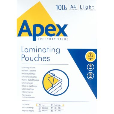 Fellowes - Boite de 100 pochettes à plastifier format 216x303mm pour document A4 ép 75/80µ - 6003201
