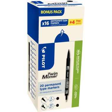 Écopack de 20 marqueurs Twin marker noirs dont 4 gratuits