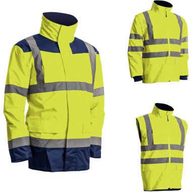 Parka haute visibilité 3 en 1 jaune taille S