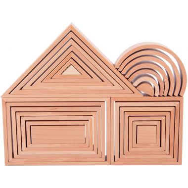 Jeu de construction architecte en bois naturel, 28 pièces