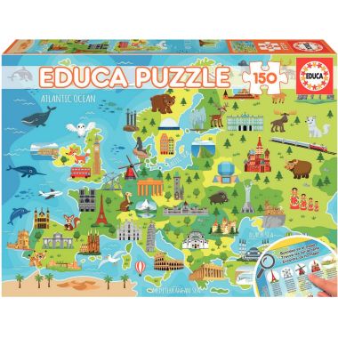 Puzzle 150 pièces carte de l'Europe + poster d'observation
