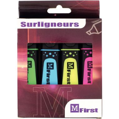 Pochette de 4 surligneurs grip MFirst assortis