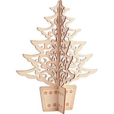 Lot de 10 sapins de Noël 3D en bois, 2 modèles assortis