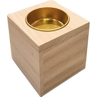 Lot de 5 bougeoirs carrés en bois