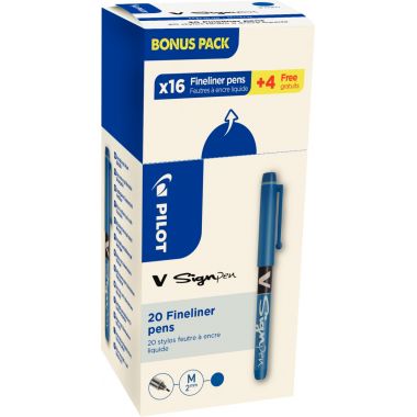 Écopack de 20 feutres V-Sign bleus dont 4 gratuits
