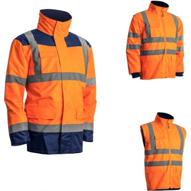 Parka haute visibilité 3 en 1 orange taille M