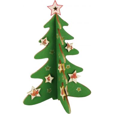 Lot de 10 sapins 3D à monter en bois