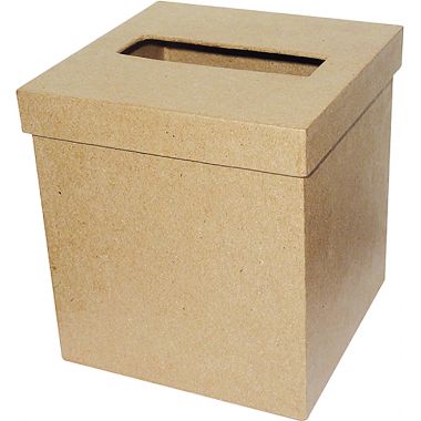 Boîte à mouchoirs carrée en carton brun