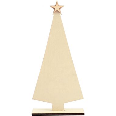 Sapin de Noël plat sur socle en bois