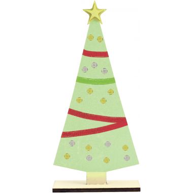 Sapin de Noël plat sur socle en bois