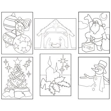 Lot de 6 cartes adhésives noel à décorer