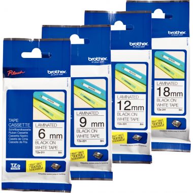 Recharge de ruban BROTHER TZE noir et blanc 6 mm