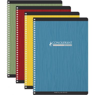 Reliure intégrale 180 pages CONQUERANT RECYCLE, format 17x22 cm, quadrillé 5x5, papier 70g