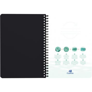 Cahier à reliure intégrale 180 pages OCEANIS format A5, quadrillé 5x5, couverture polypropylène coloris assortis