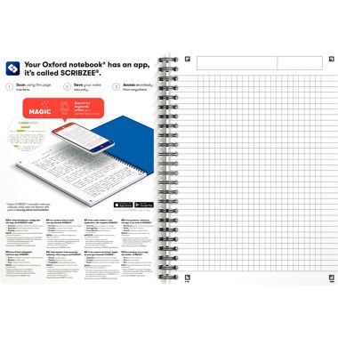 Cahier à reliure intégrale 180 pages OCEANIS format A5, quadrillé 5x5, couverture polypropylène coloris assortis