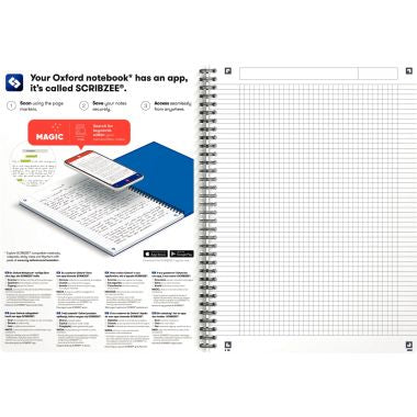 Cahier à reliure intégrale 180 pages OCEANIS format A4, quadrillé 5x5, couverture polypropylène coloris assortis