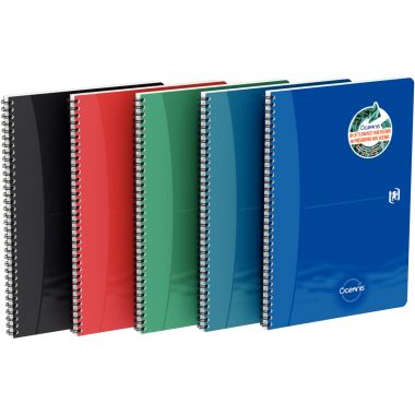 Cahier à reliure intégrale 180 pages OCEANIS format A4, quadrillé 5x5, couverture polypropylène coloris assortis