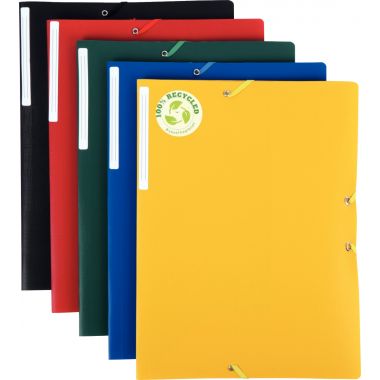 Chemise 3 rabats à élastiques ECOGREEN en polypropylène opaque recyclé, coloris assortis