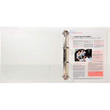 Classeur personnalisable KREACOVER format A4+, 4 anneaux diamètre 40 mm, blanc