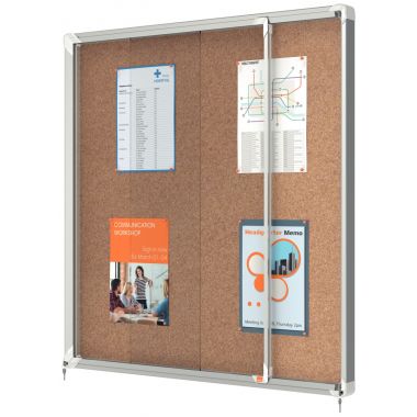 Vitrine d'intérieur portes coulissantes Premium plus fond liège 12 feuilles A4