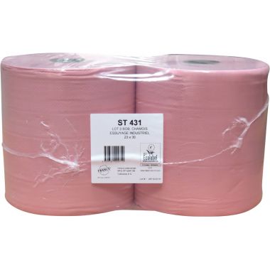 Lot de 2 bobines d'essuyage industriel 800 feuilles saumon