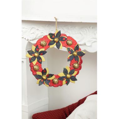 Couronne de fleurs en carton brun, diamètre 29 cm