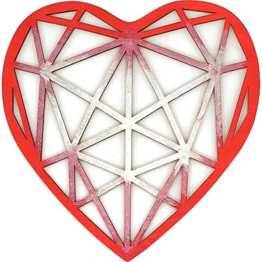 Grand cœur origami en bois, diamètre 20 cm