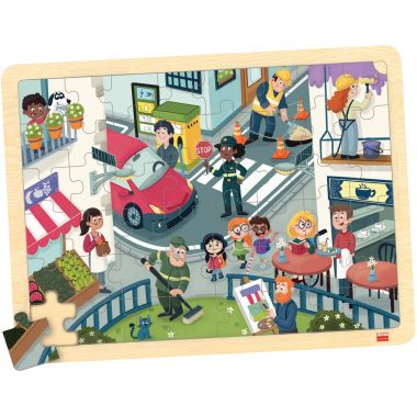 Lot de 4 puzzles à cadre en bois 48 pièces, thèmes divers