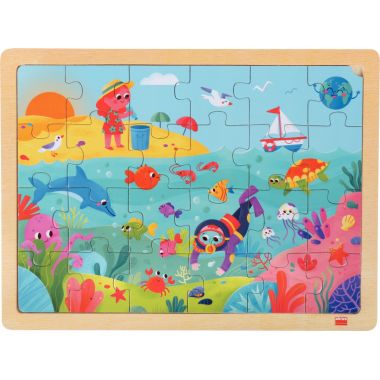 Lot de 4 puzzles en bois 24/35 pièces, sauvons la planète