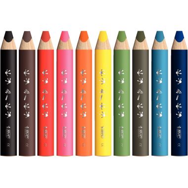 Bic - Étui de 10 crayons multi surface assortis + 1 taille-crayon - 515276