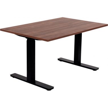 Bureau assis debout L120 cm Boost piètement Noir plateau noyer