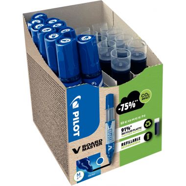 Pack de 10 marqueurs V-Board Master + 10 recharges bleues