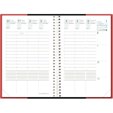 Agenda semainier Time&Life 10x15cm rouge vermeil