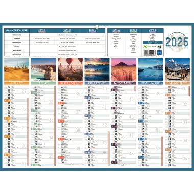 Calendrier semestriel 7 mois par face Planète 32x42cm