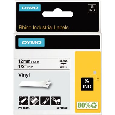 Recharge DYMO ruban vinyle 12mm x 5,5m noir sur blanc