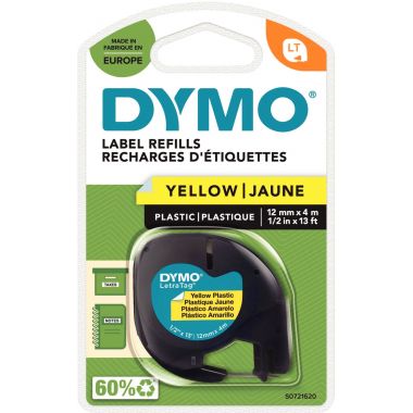 Recharge lettre plastique 12 mm x 4 m noir sur jaune