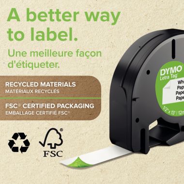 Recharge lettre plastique 12 mm x 4 m noir sur vert