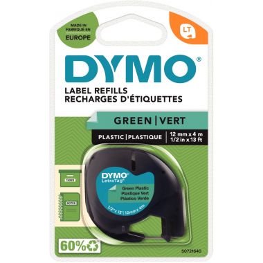 Recharge lettre plastique 12 mm x 4 m noir sur vert