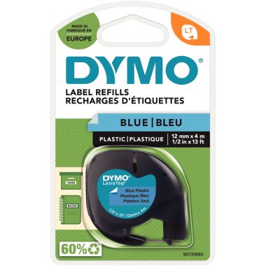 Recharge lettre plastique 12 mm x 4 m noir sur bleu