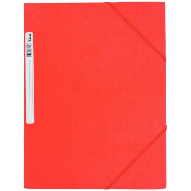 Chemise 3 rabats à élastiques en carte grainée 5/10ème 450g, rouge