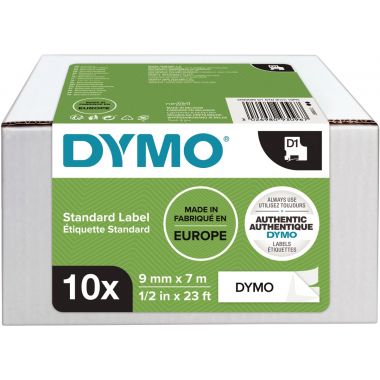 Pack de 10 recharges DYMO D1 9mm noir sur blanc