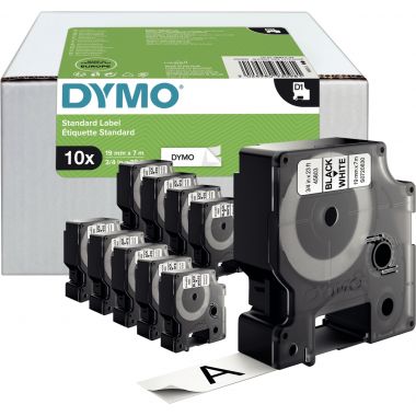 Pack de 10 recharges DYMO D1 19mm noir sur blanc