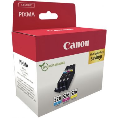 Canon 526 pack de 3 cartouches jet d'encre cyan, magenta et jaune authentique (CLI526CMJ)