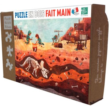 Puzzle en bois d'environ 50 pièces, la fouille des dinosaures