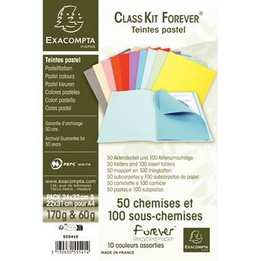 Exacompta - Lot de 50 chemises FOREVER 170g + 100 sous-chemises FOREVER 60g - 55541E