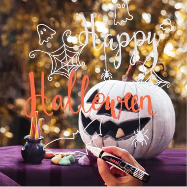 Uniball - Pochette de 4 marqueurs Chalk Marker Halloween - PWE5M/4PFASSF61