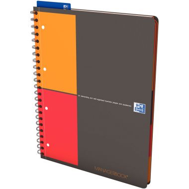 Cahier à reliure intégrale MANAGERBOOK format A4+ réglure projet, 160 pages perforées